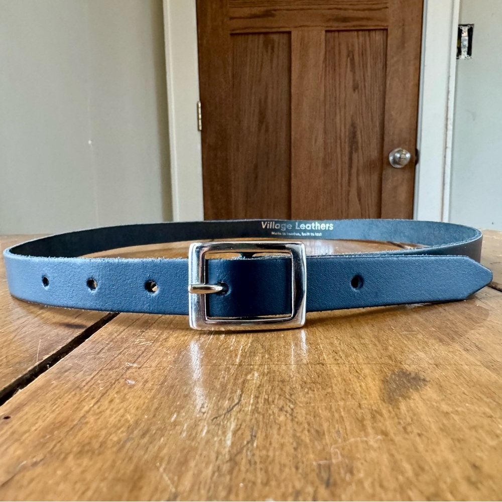 Village Leathers 3/4” Genuine Leather Navy Belt